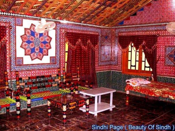 Colourful Traditional Drawing Room In Sindh Province Pakistan 