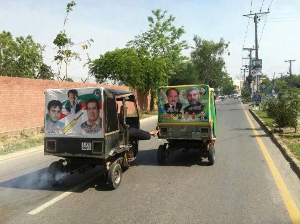 PTI And PMLN Rickshaw Art