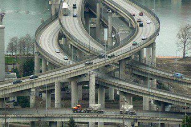 The Marquam Bridge in Oregon, United States
