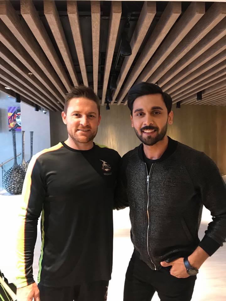 Abdullah Sultan With Lahore Qalandar Skipper Brendan McCullum