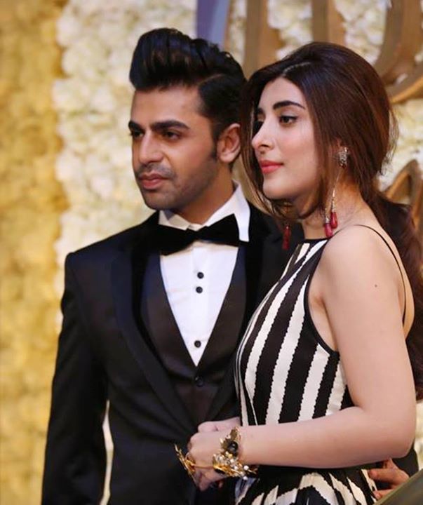 Farhan Saeed with Urwa on Red Carpet of LSA 2015 