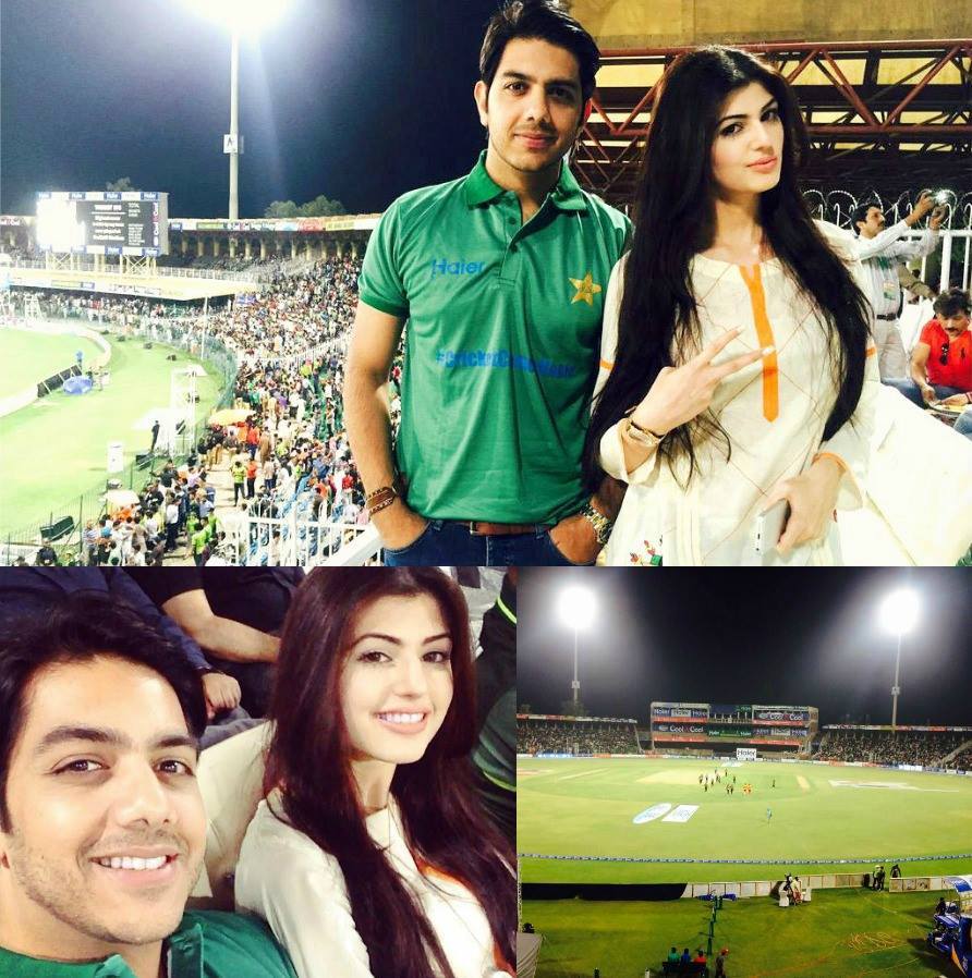Gohar With Wife During PAK vs ZIM Match