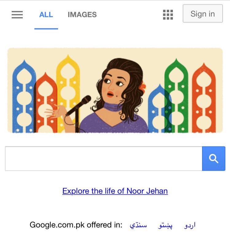 Google Honours Madam Noor Jehan's 91st Birthday