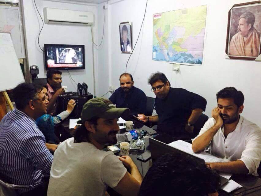 Hamza Ali Abbasi With Asad Umar And Other PTI Workers