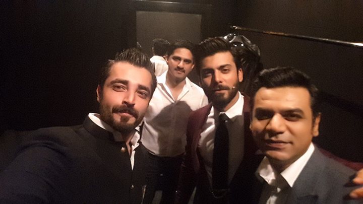 Hamza with Fawad at Backstage of LSA 2015