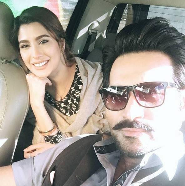 Mehwish Hayat & Humayun Saeed During Shooting