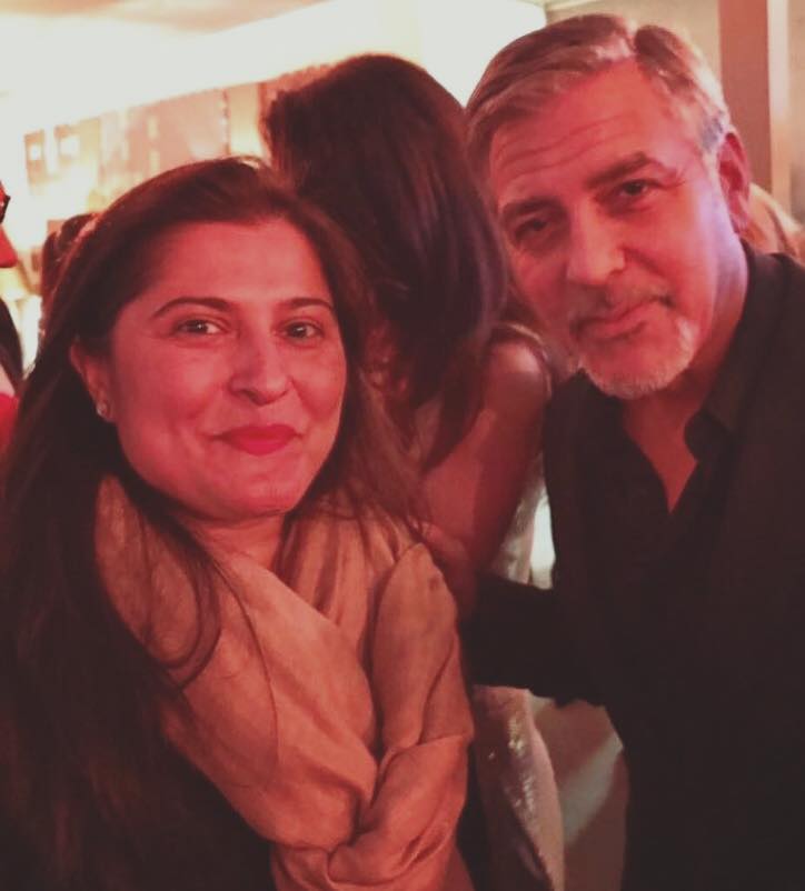 Sharmeen Obaid Chinoy With George Clooney At WEF 2017