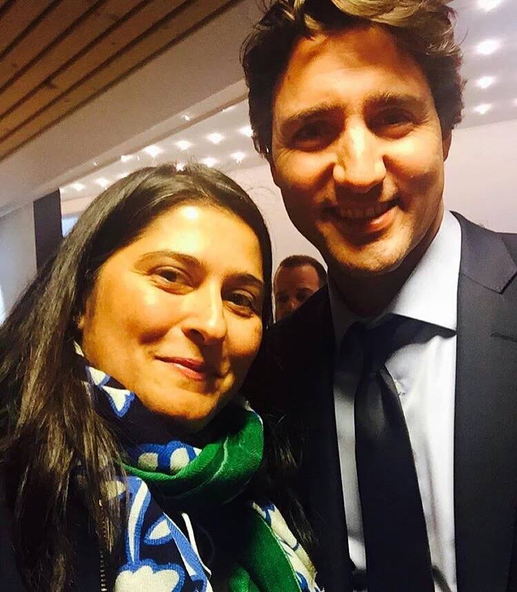 Sharmeen Obaid having selfie with the handsome Prime minister of Canada Justin Trudeau