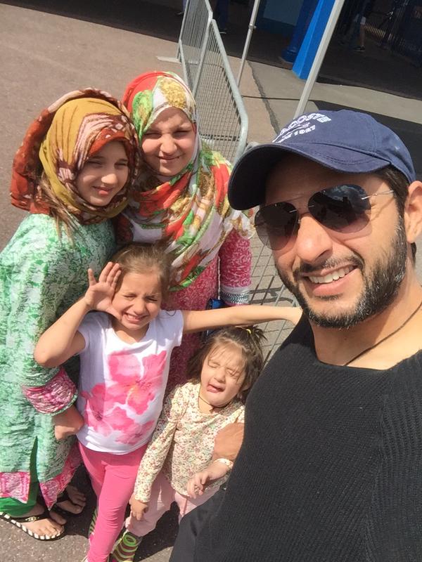 Afridi With Family At Thorpe Park