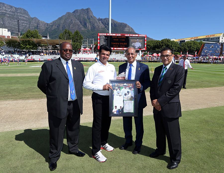 Aleem Dar Was Presented With a Memento OF His 100th Test
