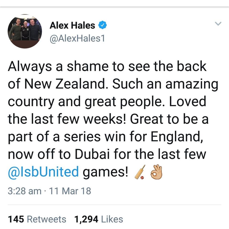Alex Hales Will Be Joining Islamabad United