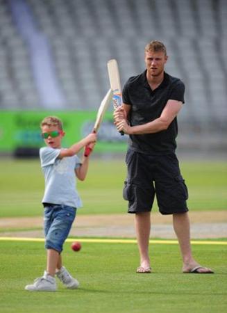 Andrew Flintoff His Son Corey Plays A Shot