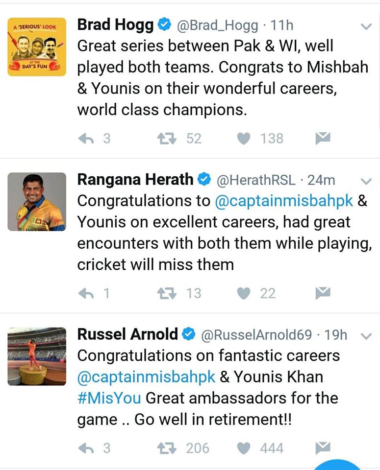 Brad Hogg, Rangana Hearath & Russel Tweets