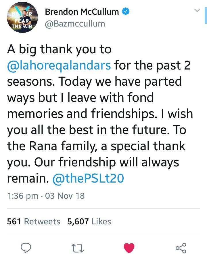 Brendon Mccullum Will Not Be A Part Of PSL 4