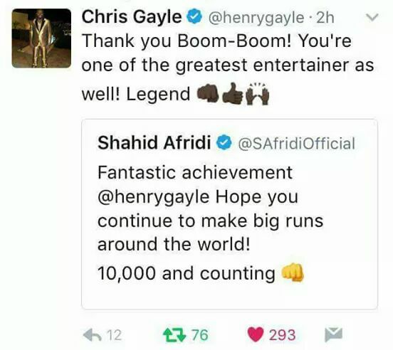 Chris Gayle Tweet About Afridi