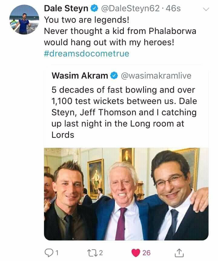 Dale Steyn Tweets For Wasim Akram