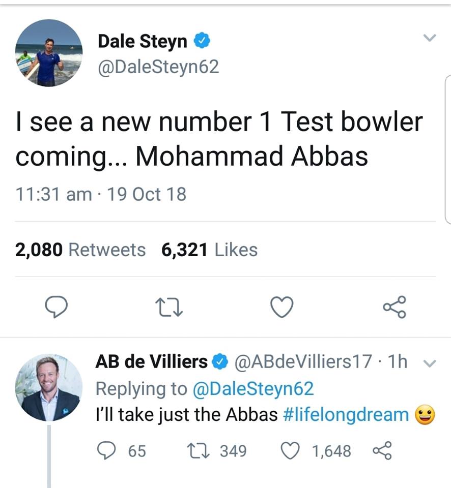 Dale Steyn & AB De Villiers On Mohammad Abbas