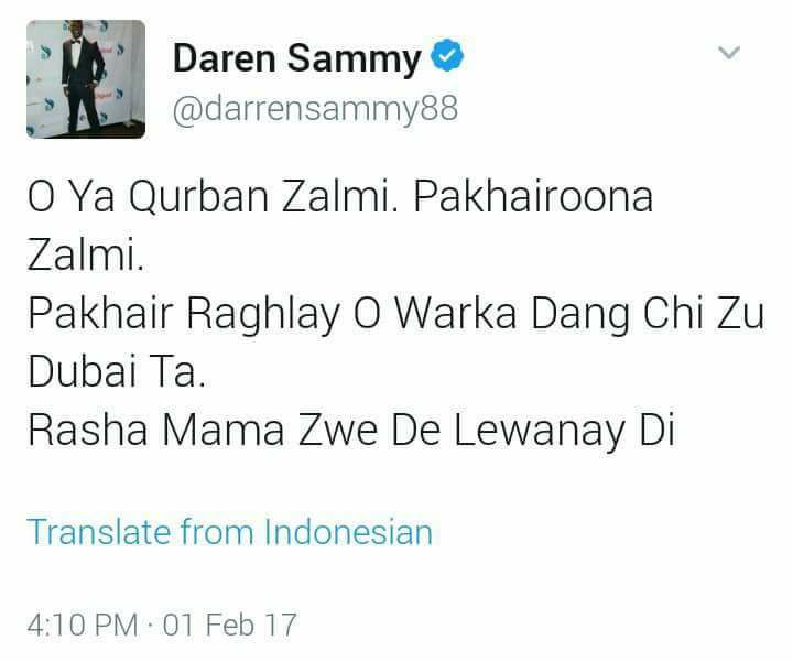 Darren Sammy Tweet