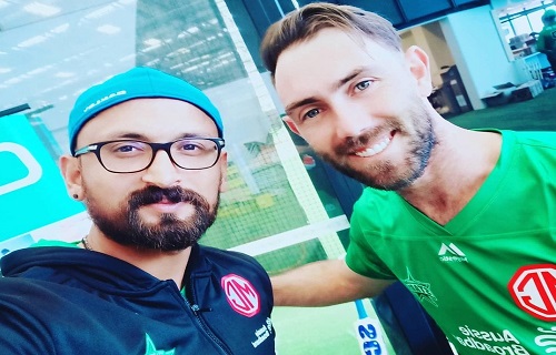 Dilbar Hussain Pictured With His Team Mate Glenn Maxwell