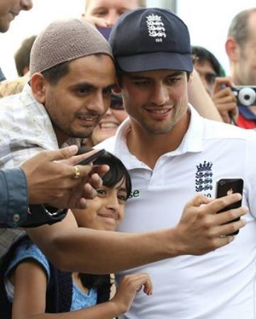 England Cricket Team Captain Alastair Cook Poses With Fans