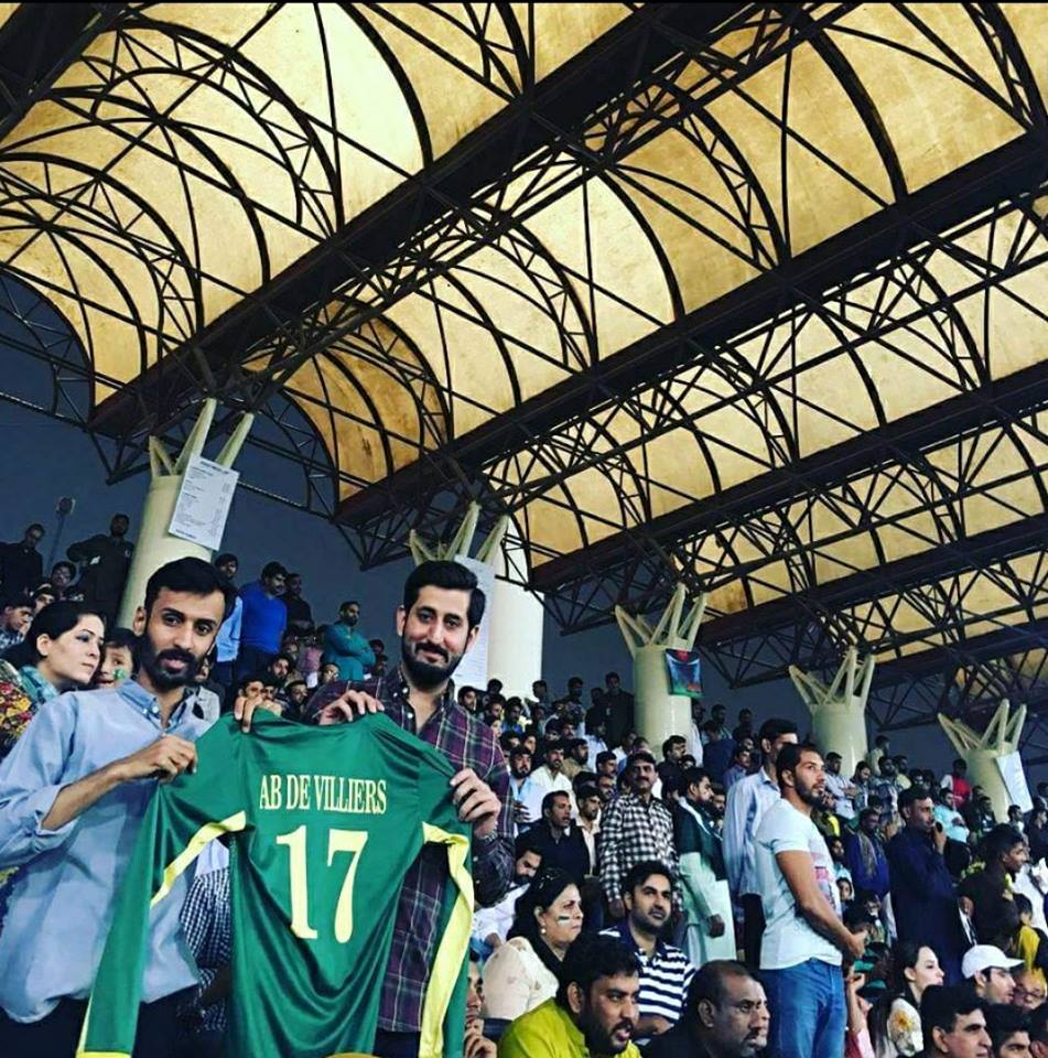 Fans Holding AB De Villiers Jersey During Pak-SL