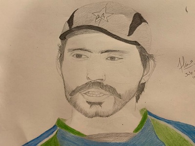 Fawad Alam Sketch Made By His Fan Alina Hameed