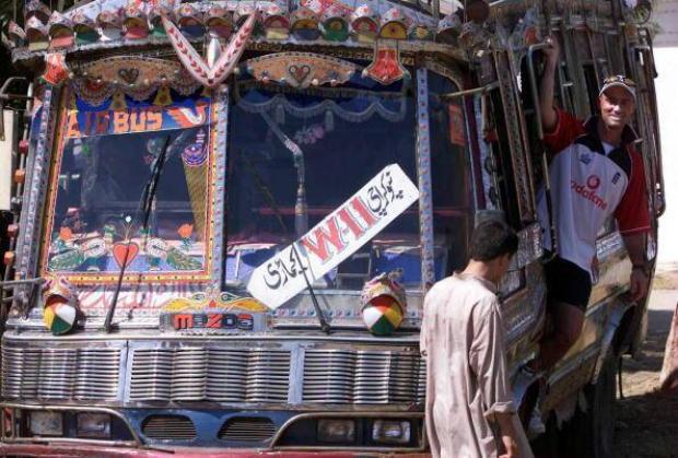 Graham Thorpe posing on W11 Bus