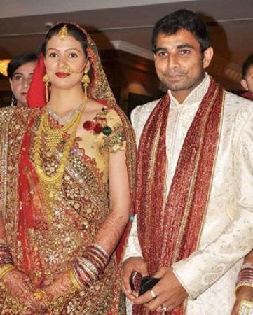 Indian Fast Bowler Mohammed Shami With His Bride