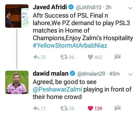 Javed Afridi & David Malan Tweeted About PSL 3