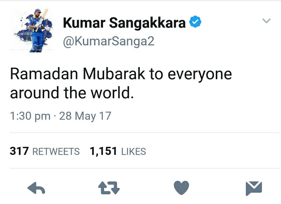 Kumar Sangakara Tweet About Ramadan