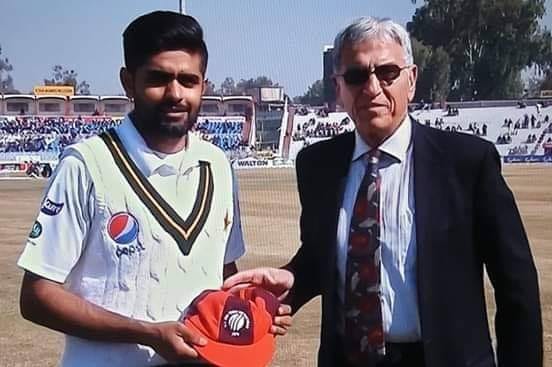 Majid Khan Presenting Babar Azam His Cap For Being Named In The ICC ODI Team Of The Year