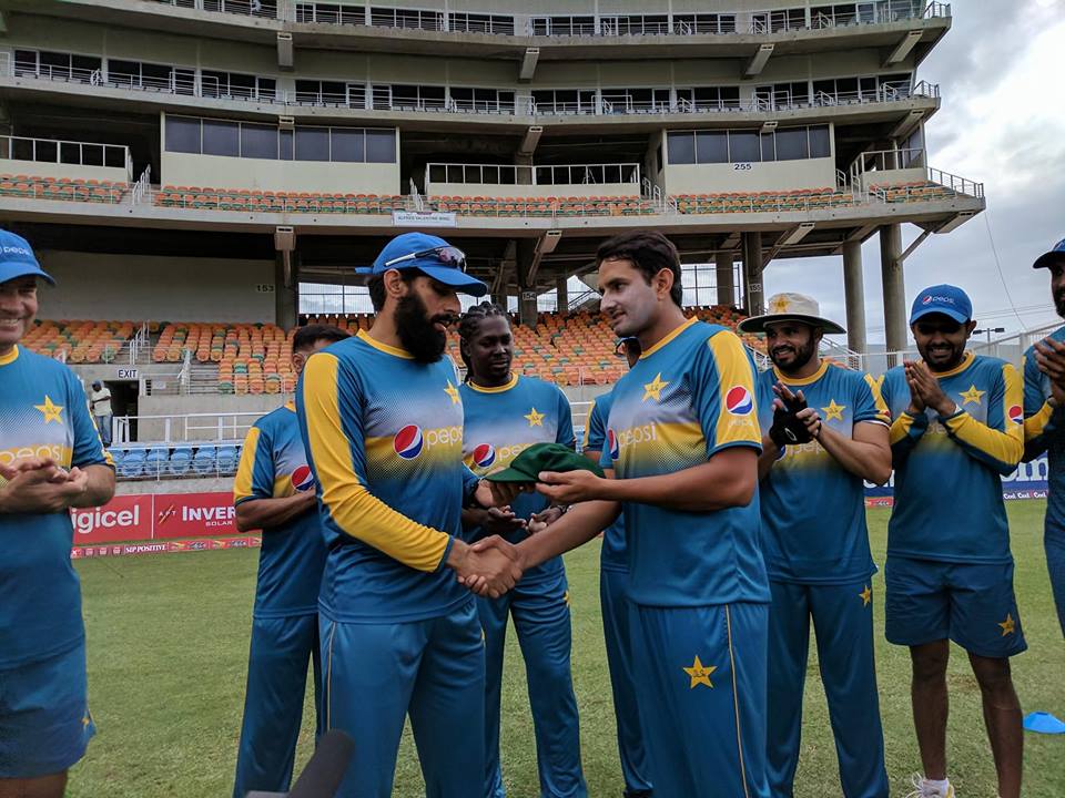 Misbah Presenting Test Cap To Mohammad Abbas