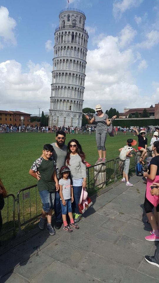 Misbah With His Family In Pisa Tower Livorno Italy