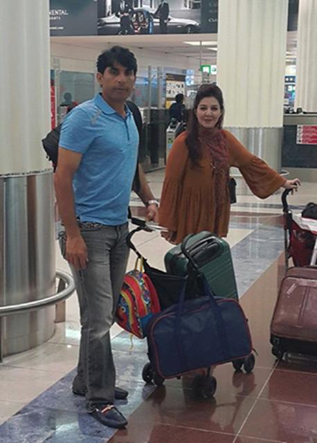 Misbah-ul-Haq With His Wife At Dubai Airport