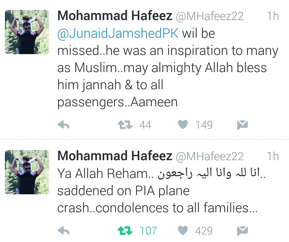 Mohammad Hafeez Tweets On Plane Crash