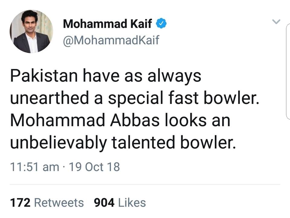 Mohammad Kaif Tweets On Mohammad Abbas