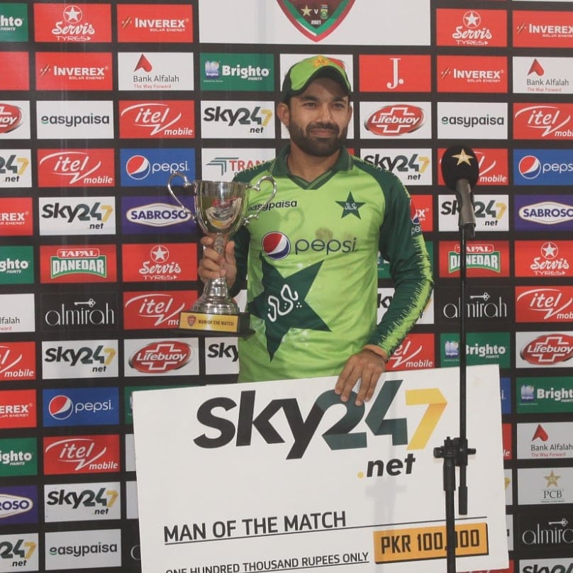 Mohammad Rizwan Receives Man Of The Match Award For Smashing Hundred