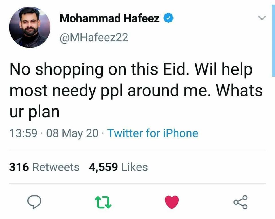 Muhammad Hafeez Tweet About Eid