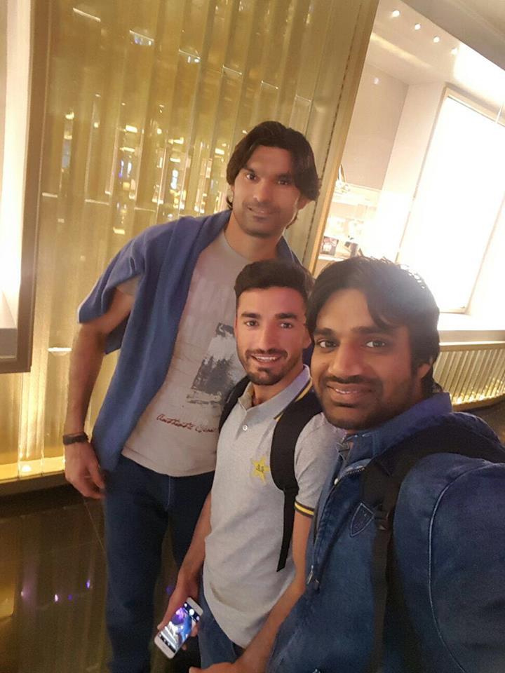 Muhammed Irfan, Zafar Gohar and Rahat Ali pictured while travelling to New Zealand