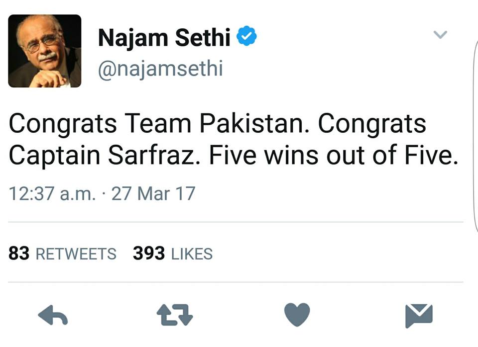 Najam Sethi Tweeted About Pakistan Performance