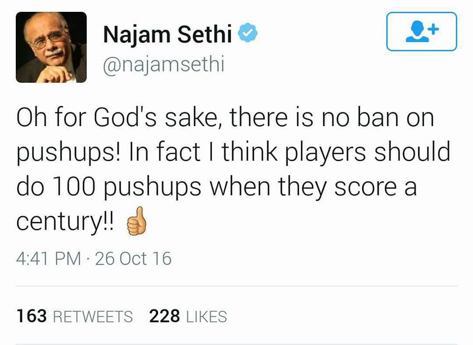 Najam Sethi's Tweet About Push Ups