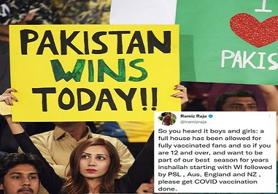 PCB Chairman Ramiz Raja Requests Fans To Get Vaccinated And NCOC Has Allowed 100% Crowd