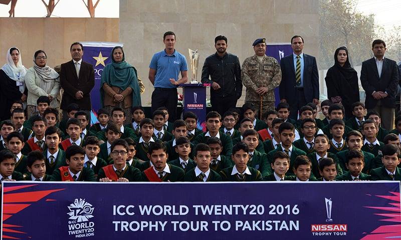 PCB unveils World T20 trophy at APS Peshawar