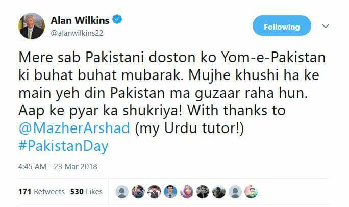 PSL Commentator Alan Wilkins Tweets On Pakistan Day