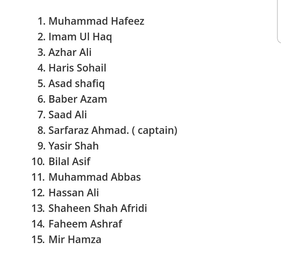 Pakistan Squad Announced For Test Series Against NZ