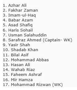 Pakistan Test Squad For 2 Test Matches Series Against Australia
