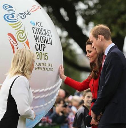 Prince William And Kate Middleton Admire A Replica Cricket Ball In Chris
