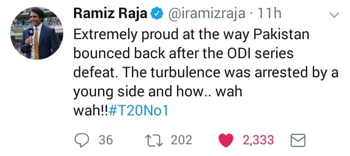 Rameez Raja Tweeted About Pak Victory In T20 Series In NZ