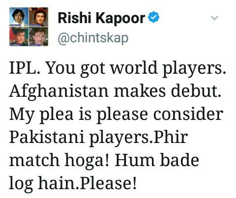 Rishi Kapoor Tweet About IPL