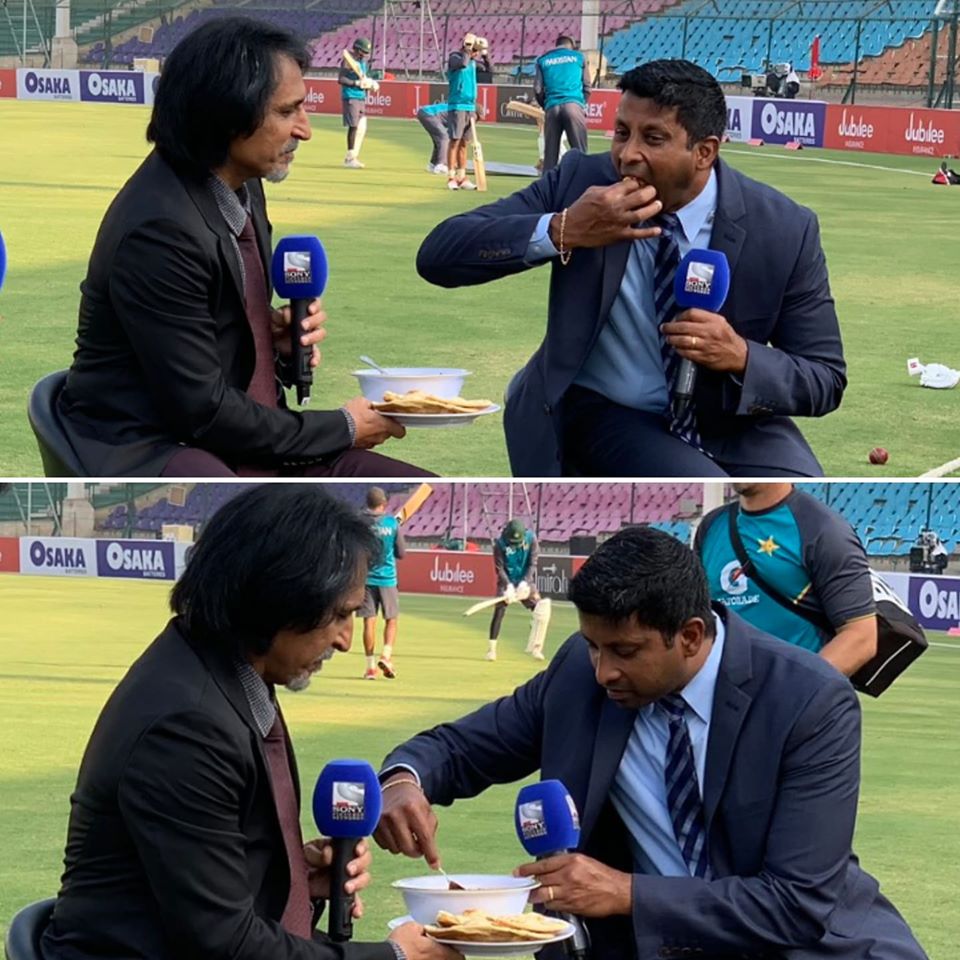 Russel Arnold Enjoying Karachi's Nihari At National Stadium